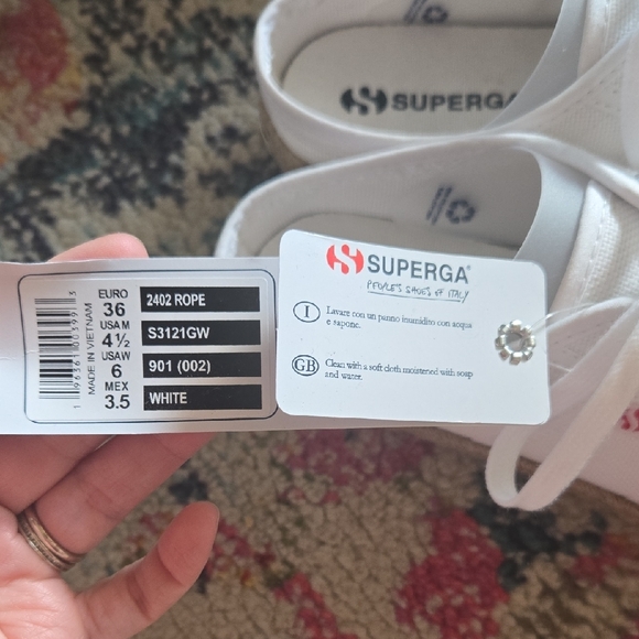 Superga White Canvas Lace-Up Espadrilles